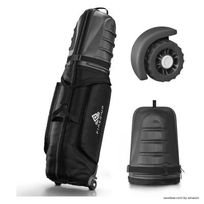 best golf travel bag like Hard Top Golf Travel Bags for Airlines - 1680D Hard Case Golf Travel Bag with Wheels, Internal Strap, Grab Handle & Robust Zipper - Collapsible Hard Shell Golf Travel Case for Golf Club